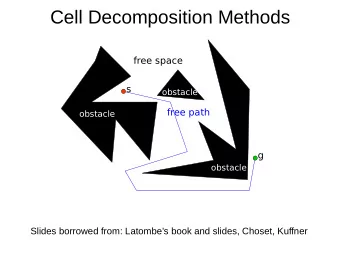 Cell Decomposition Methods  free space  s  obstacle  free path  obstacle  g  obstacle  Slides