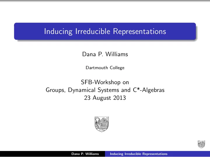inducing irreducible representations