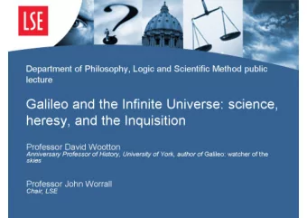 Galileo and the Infinite  Department of Philosophy, Logic and Scientific Method public  lecture