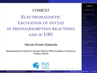 AND IN UPC P HOTOABSORPTION CROSS  SECTION H AUSER -F ESHBACH E XCITATION FUNCTIONS EM EXCITATIONS