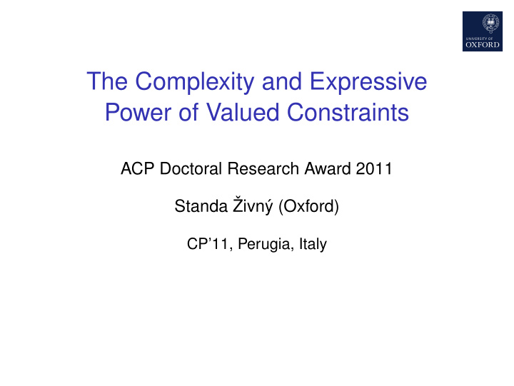 the complexity and expressive power of valued constraints