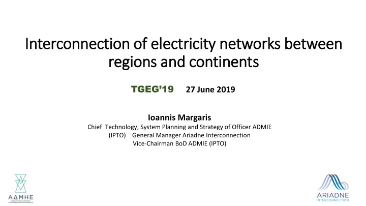 inter ercon onnec ection on o of e electricity n networks