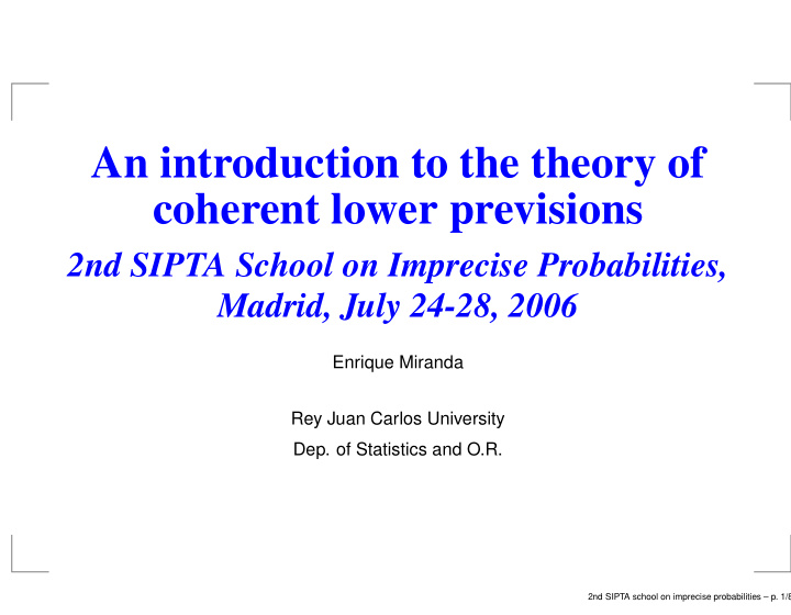 an introduction to the theory of coherent lower previsions