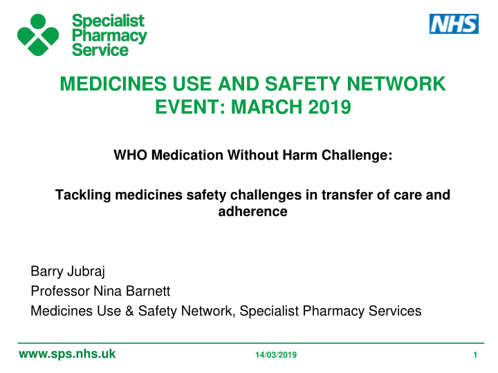 medicines use and safety network event march 2019