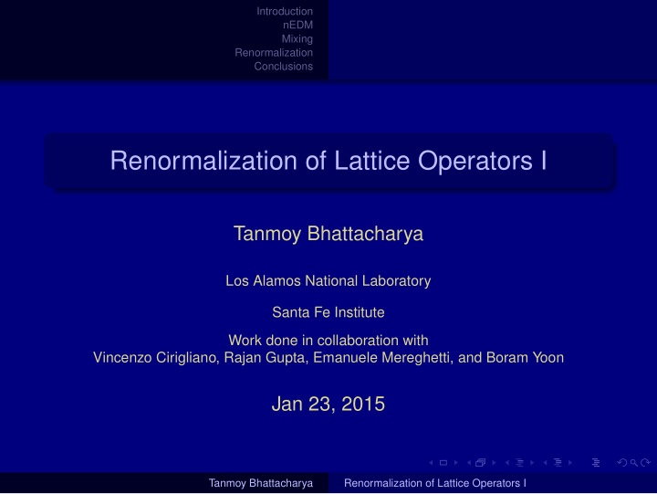renormalization of lattice operators i