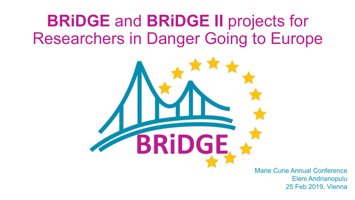 bridge and bridge ii projects for researchers in danger