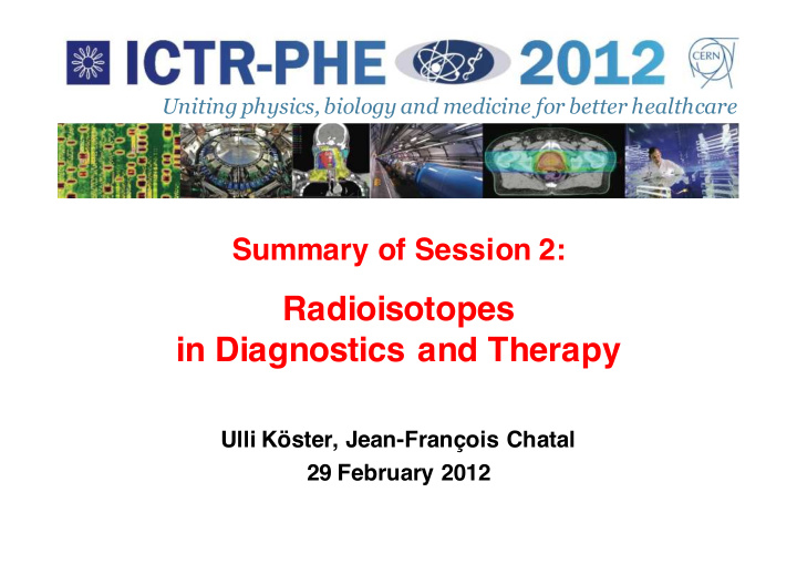 radioisotopes in diagnostics and therapy