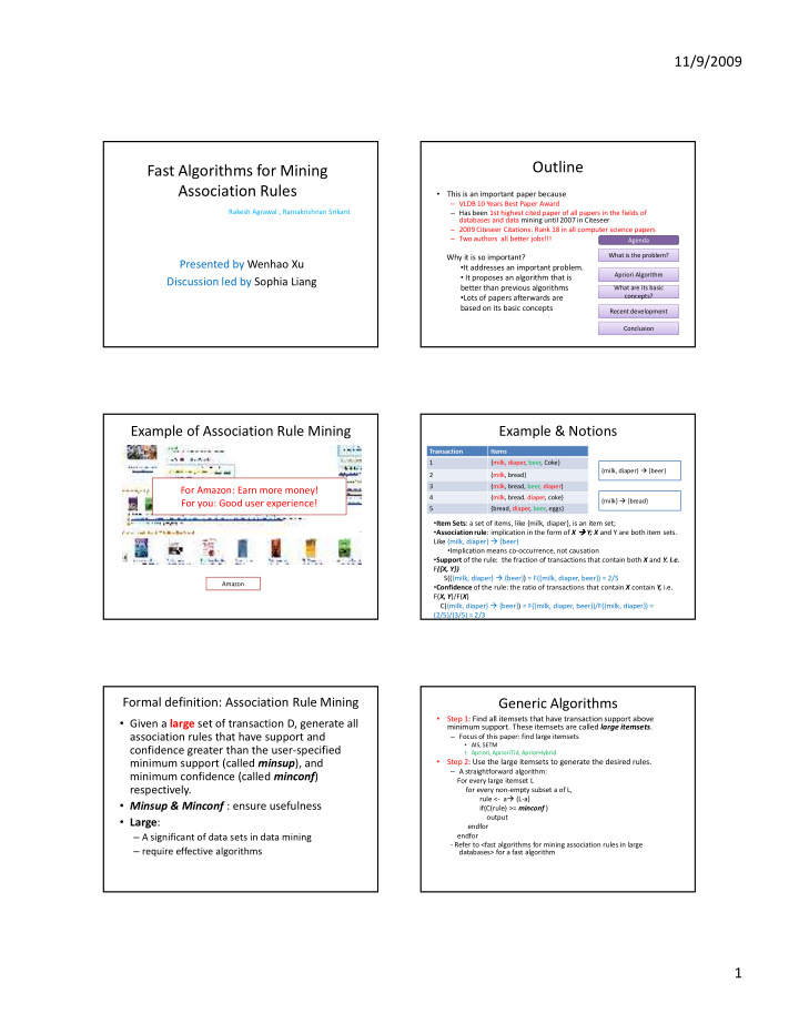 outline fast algorithms for mining association rules