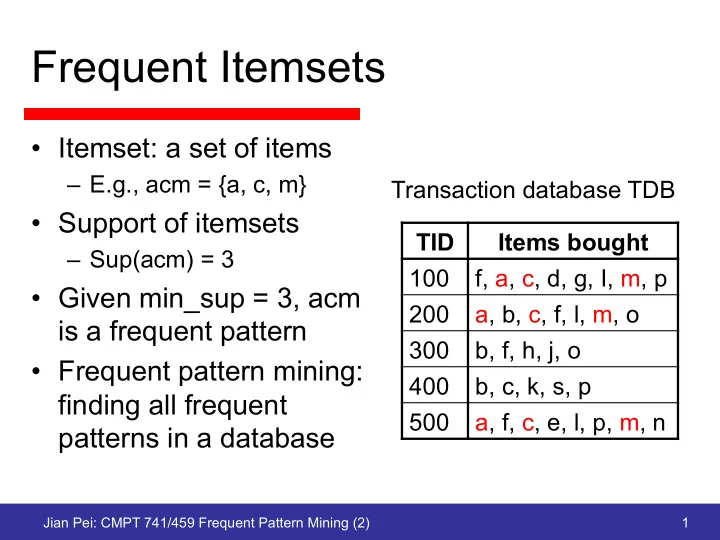 frequent itemsets