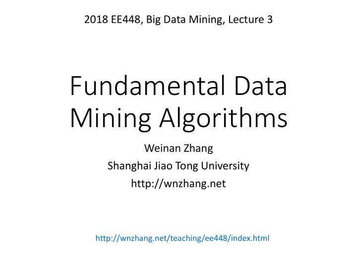 fundamental data mining algorithms