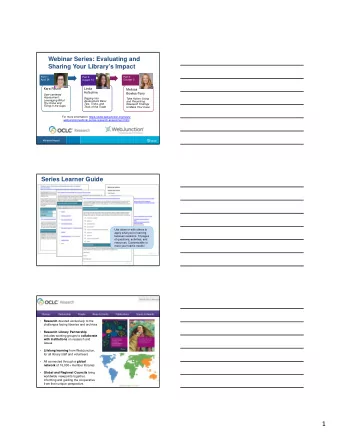 1  Research Library Partnership:  Library Assessment Interest Group   The OCLC Research Library
