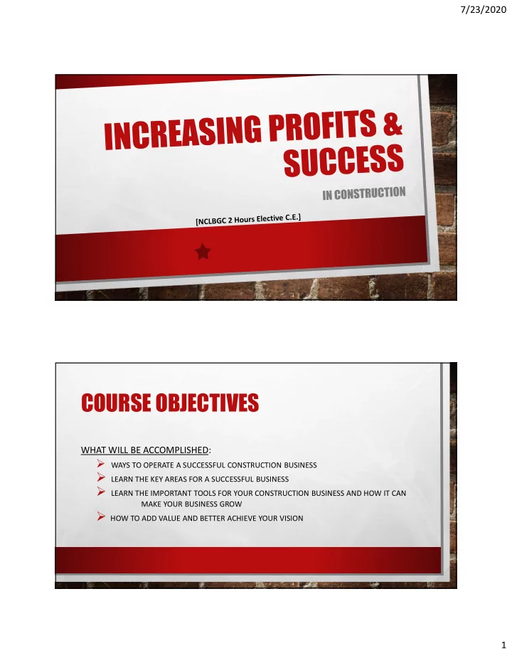 course objectives