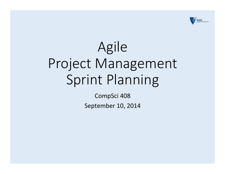 agile project management sprint planning