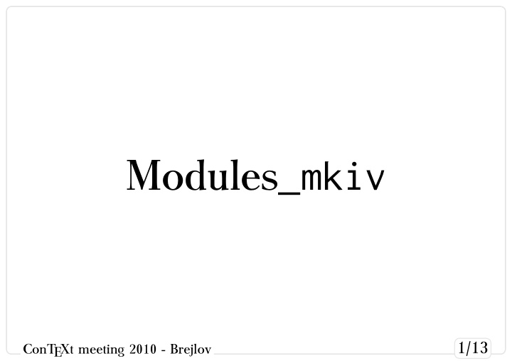 modules mkiv