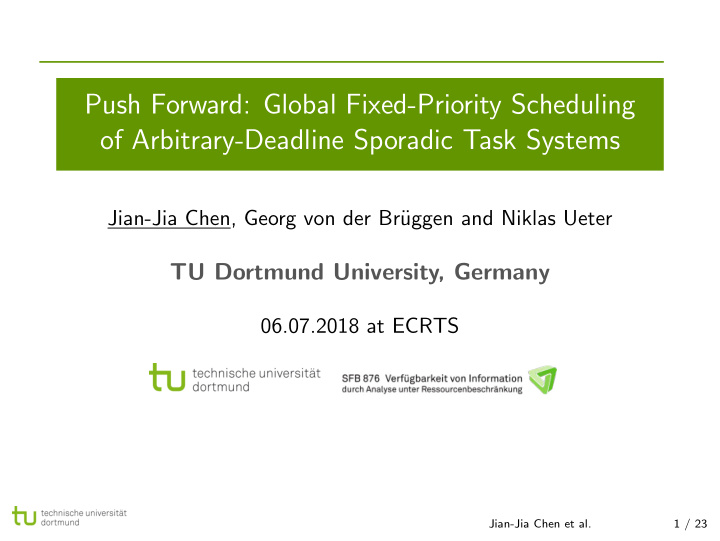 push forward global fixed priority scheduling of