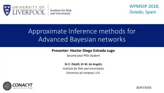 Advanced Bayesian networks  Presenter: Hector Diego Estrada Lugo  Second year PhD student  Dr E.