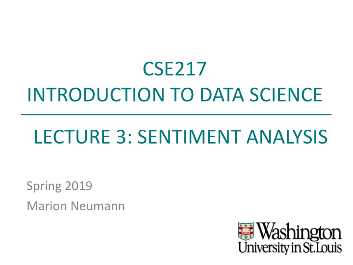 cse217 introduction to data science lecture 3 sentiment