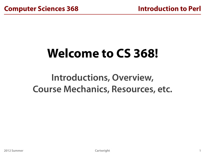 welcome to cs 368