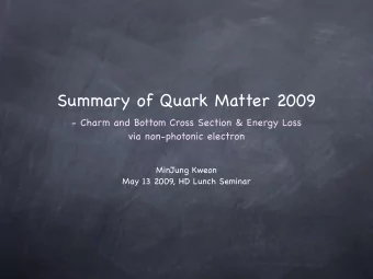 Summary of Quark Matter 2009  - Charm and Bottom Cross Section &amp; Energy Loss via non-photonic