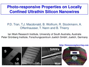 Confined Ultrathin Silicon Nanowires  P.D. Tran, T.J. Macdonald, B. Wolfrum, R. Stockmann, A.