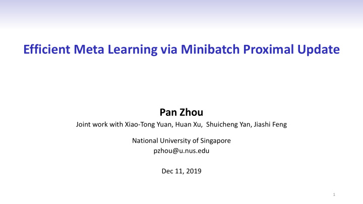 efficient meta learning via minibatch proximal update