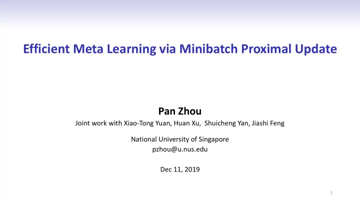 efficient meta learning via minibatch proximal update