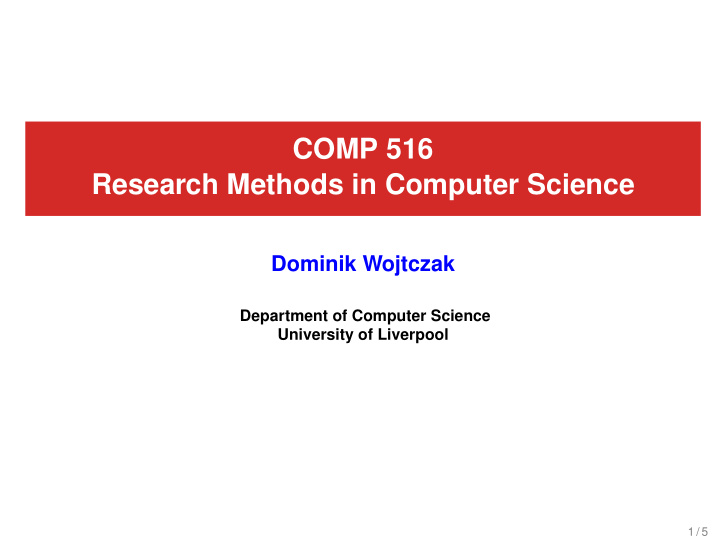 comp 516 research methods in computer science
