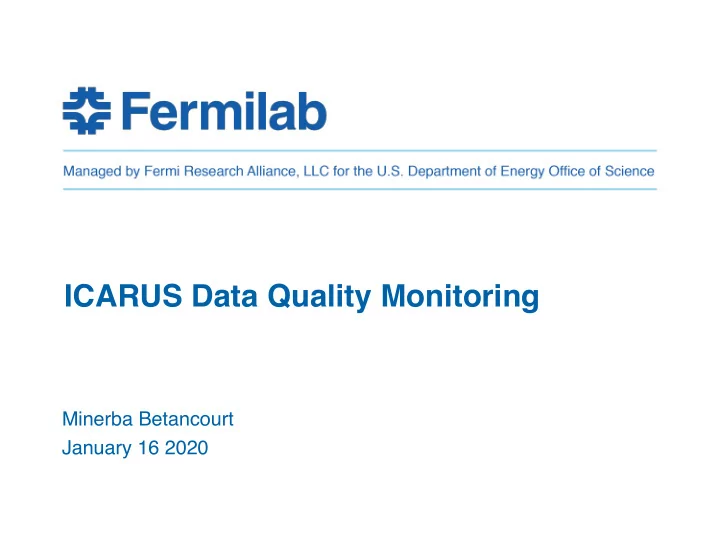 icarus data quality monitoring