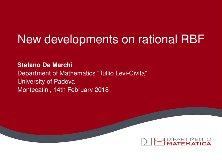 new developments on rational rbf
