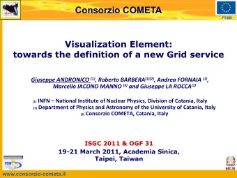 Consorzio COMETA  FESR  Visualization Element:  towards the definition of a new Grid service