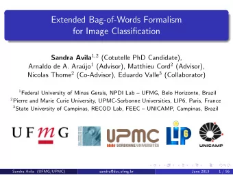 Extended Bag-of-Words Formalism  for Image Classification Sandra Avila 1 , 2 (Cotutelle PhD