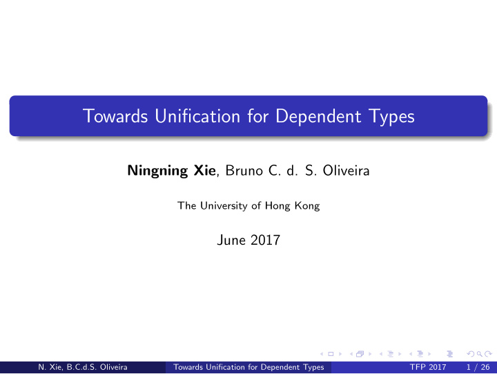 towards unification for dependent types