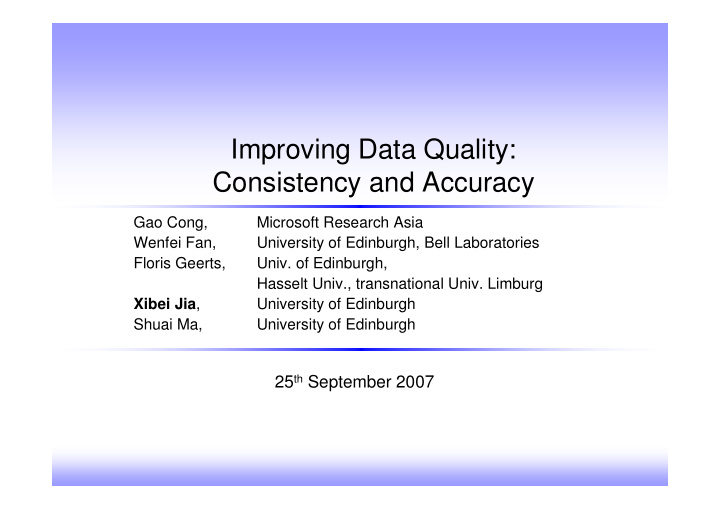 improving data quality consistency and accuracy