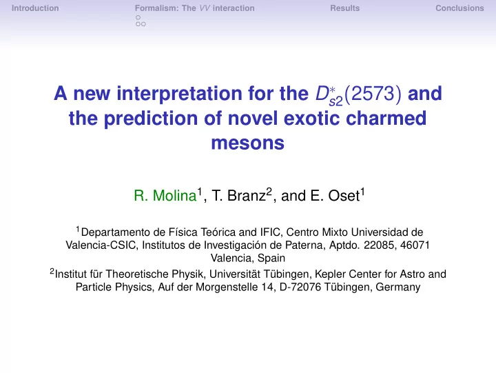 s 2 2573 and the prediction of novel exotic charmed mesons