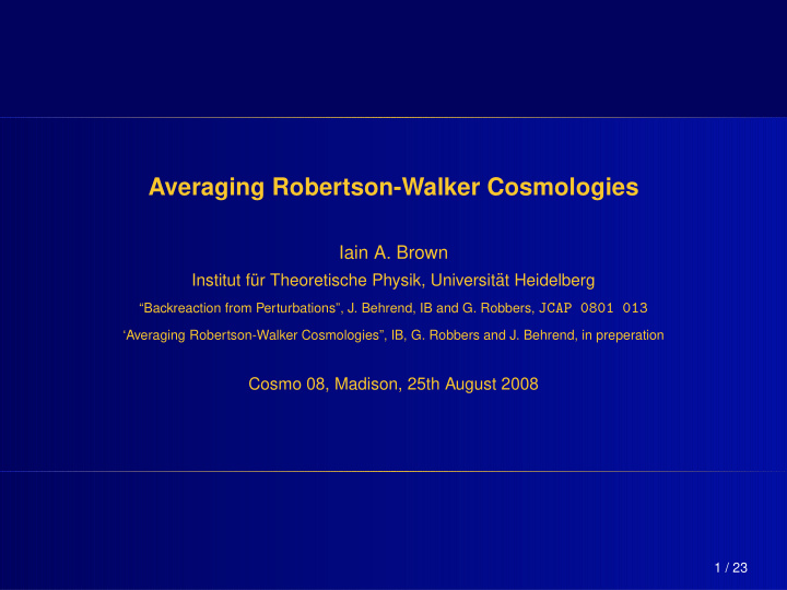averaging robertson walker cosmologies