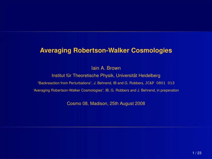 averaging robertson walker cosmologies