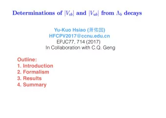 Outline:  1. Introduction  2. Formalism  3. Results  4. Summary  Standard Model  quark mixing  CKM