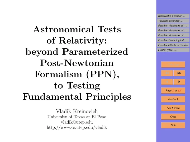 astronomical tests