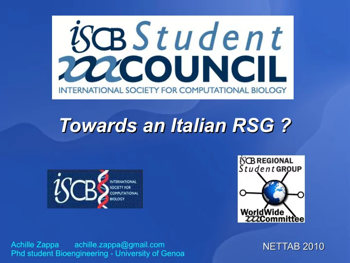 towards an italian rsg towards an italian rsg