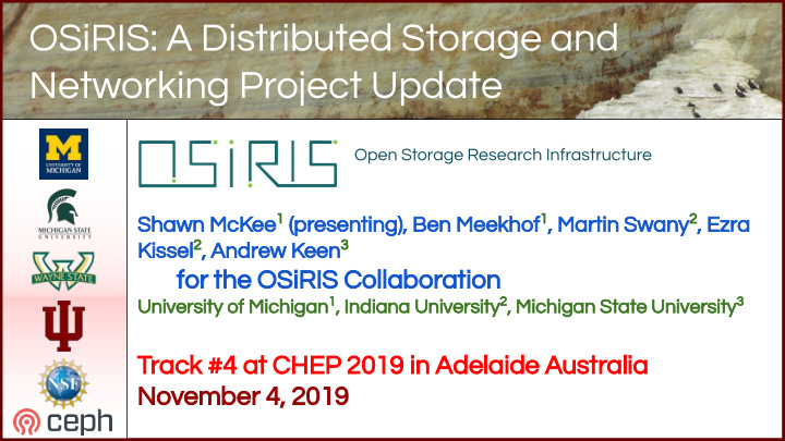 osiris a distributed storage and networking project update