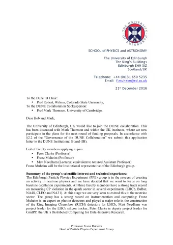 SCHOOL of PHYSICS and ASTRONOMY  The University of Edinburgh  The Kings Buildings  Edinburgh EH9