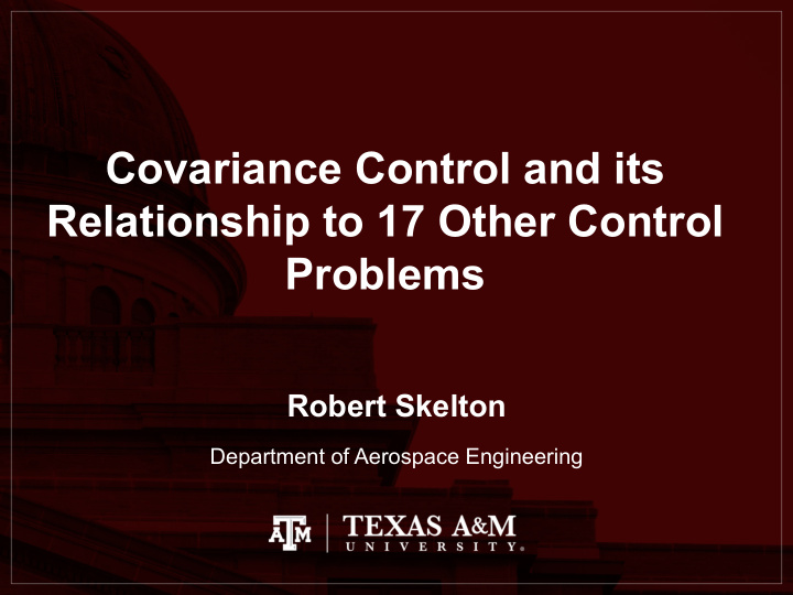 covariance control and its relationship to 17 other