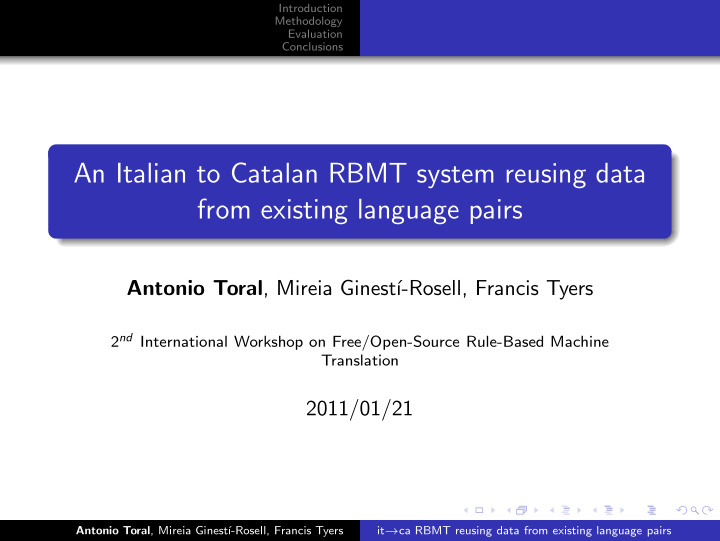 an italian to catalan rbmt system reusing data from
