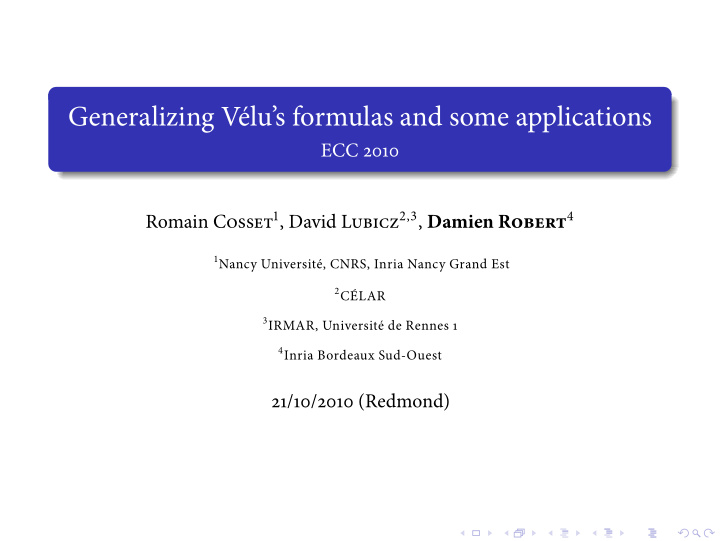 generalizing v lu s formulas and some applications