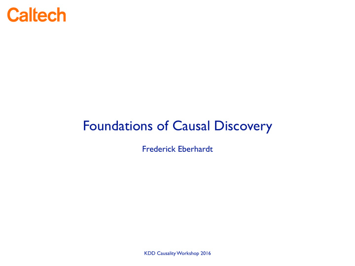 foundations of causal discovery