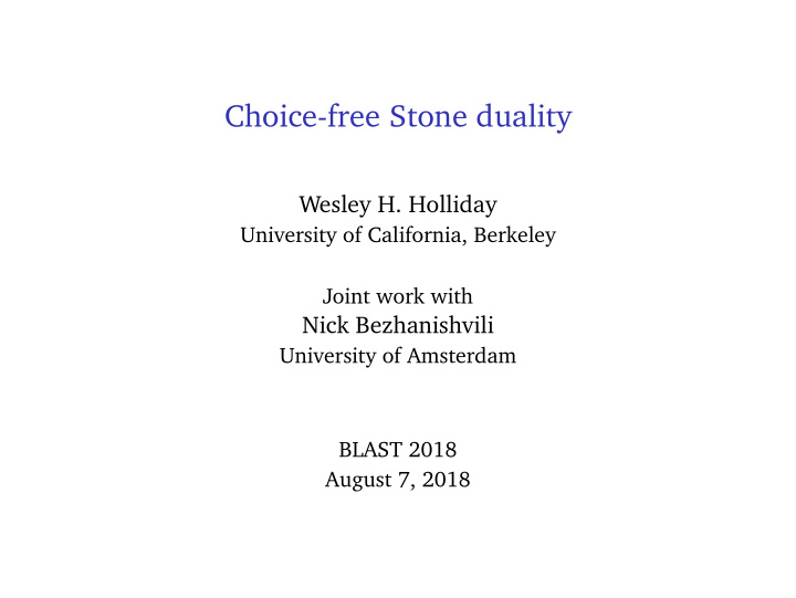 choice free stone duality