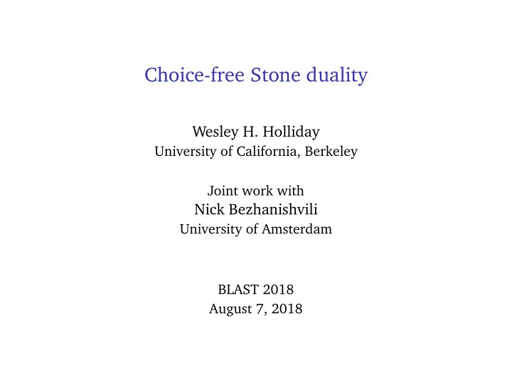 choice free stone duality