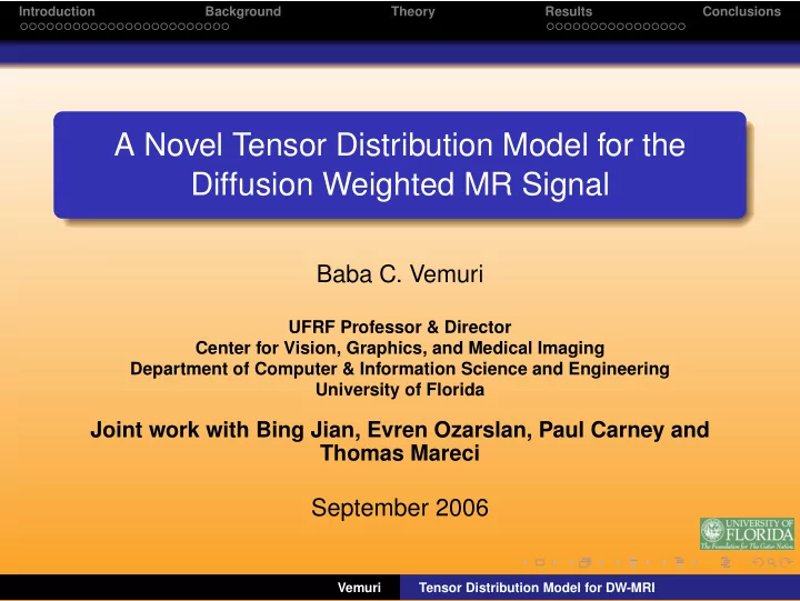 a novel tensor distribution model for the diffusion