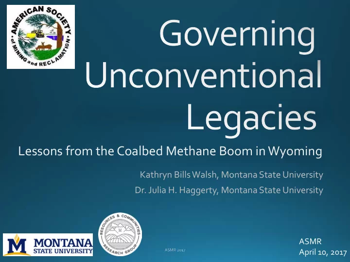 lessons from the coalbed methane boom in wyoming