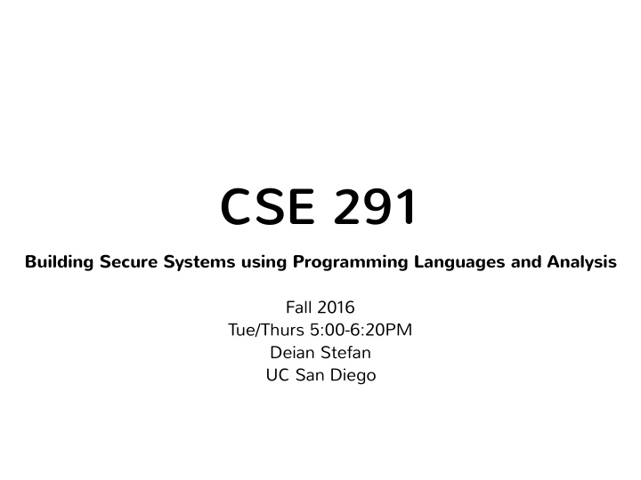 cse 291